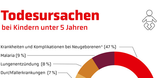 Infografik: Todesursachen bei Kindern unter 5 Jahren