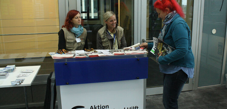 Auch im Veranstaltungsgebäude des ExtremWetterKongresses waren wir mit einem Stand vertreten