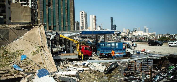 Zerstörung in Beirut, Libanon, nach den Explosionen vom 4. August 2020 Zerstörung in Beirut, Libanon, nach den Explosionen vom 4. August 2020