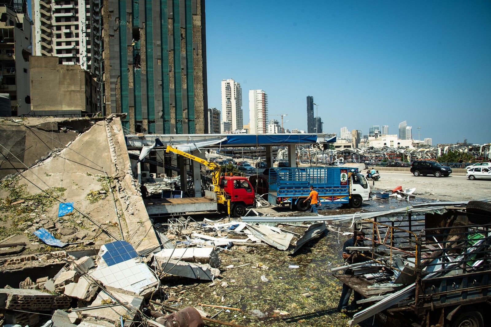 Zerstörung in Beirut, Libanon, nach den Explosionen vom 4. August 2020