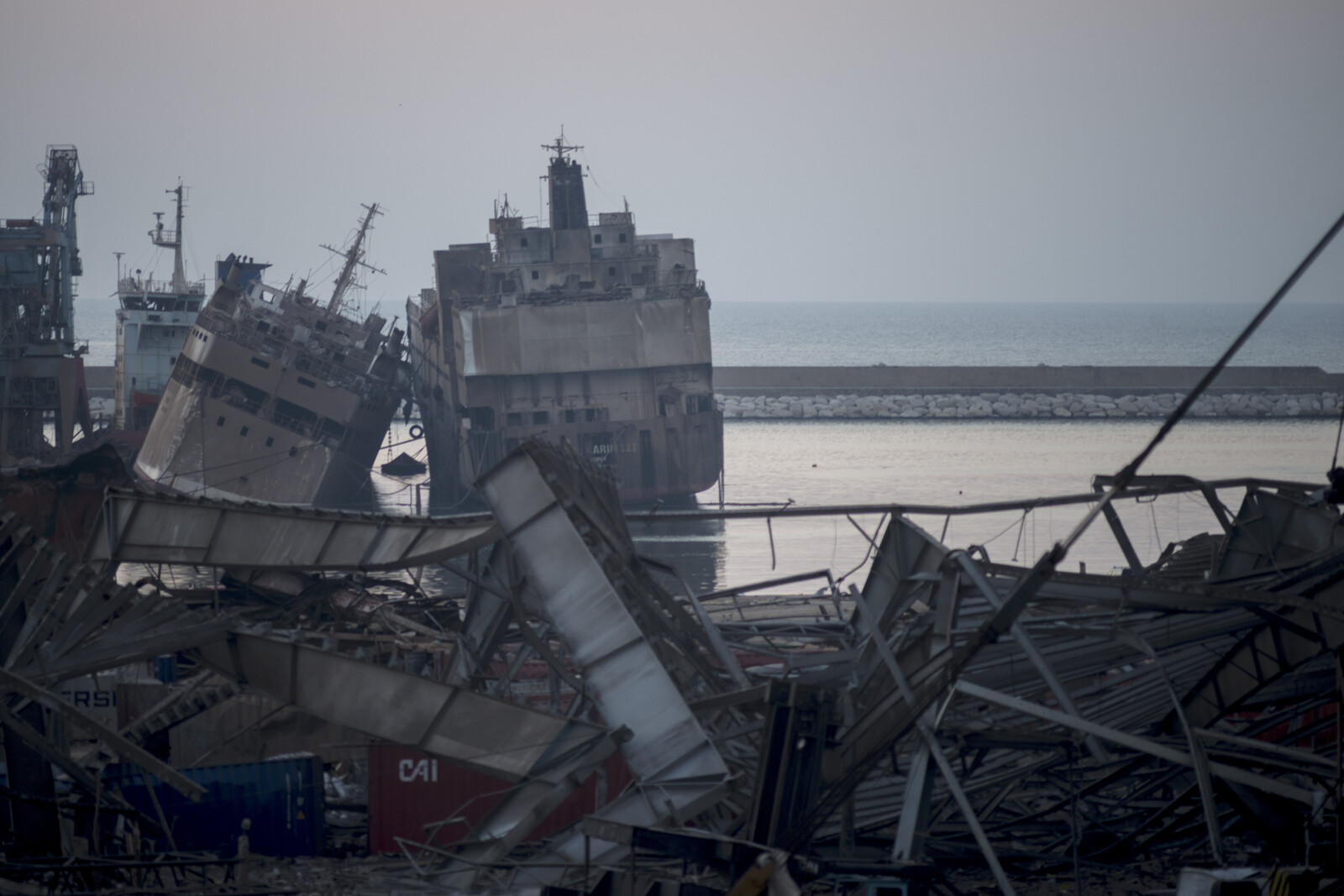 Der zerstörte Hafen von Beirut nach den Explosionen vom 4. August 2020