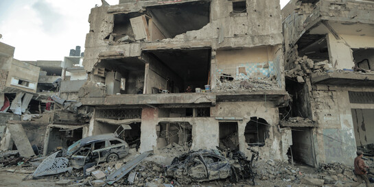 Ein zerstörtes Haus in den Palästinensischen Gebieten