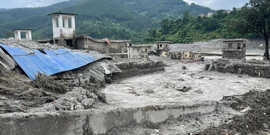 Schlamm und Wassermassen haben viele Häuser in Nepal zerstört