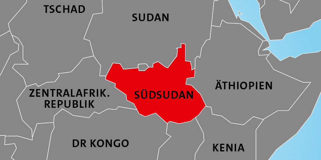 Lage des Südsudans in Afrika Lage des Südsudans in Afrika