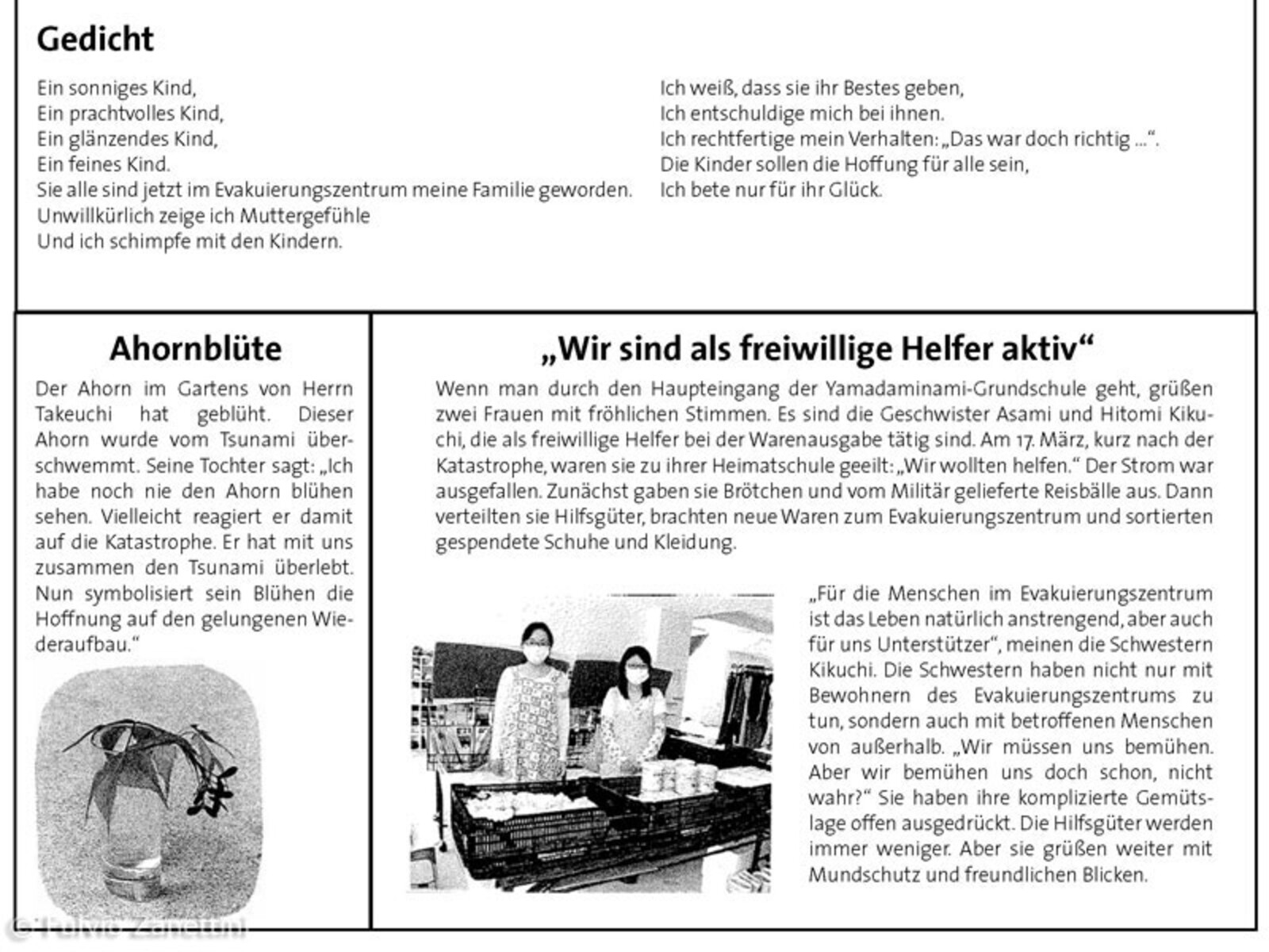 Die Menschen finden in der Zeitung auch Beiträge, die Hoffnung spenden