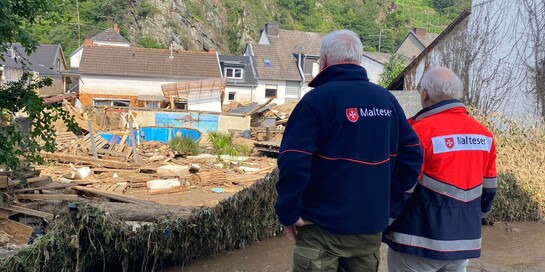 Einsatzkräfte der Malteser im Hochwassergebiet
