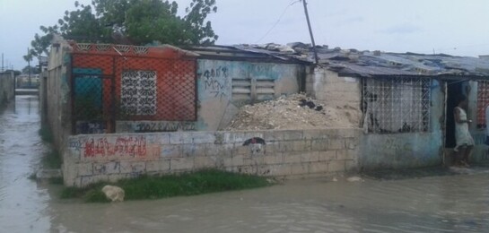 Überflutete Straßen auf Haiti nach Hurrikan Matthew.
