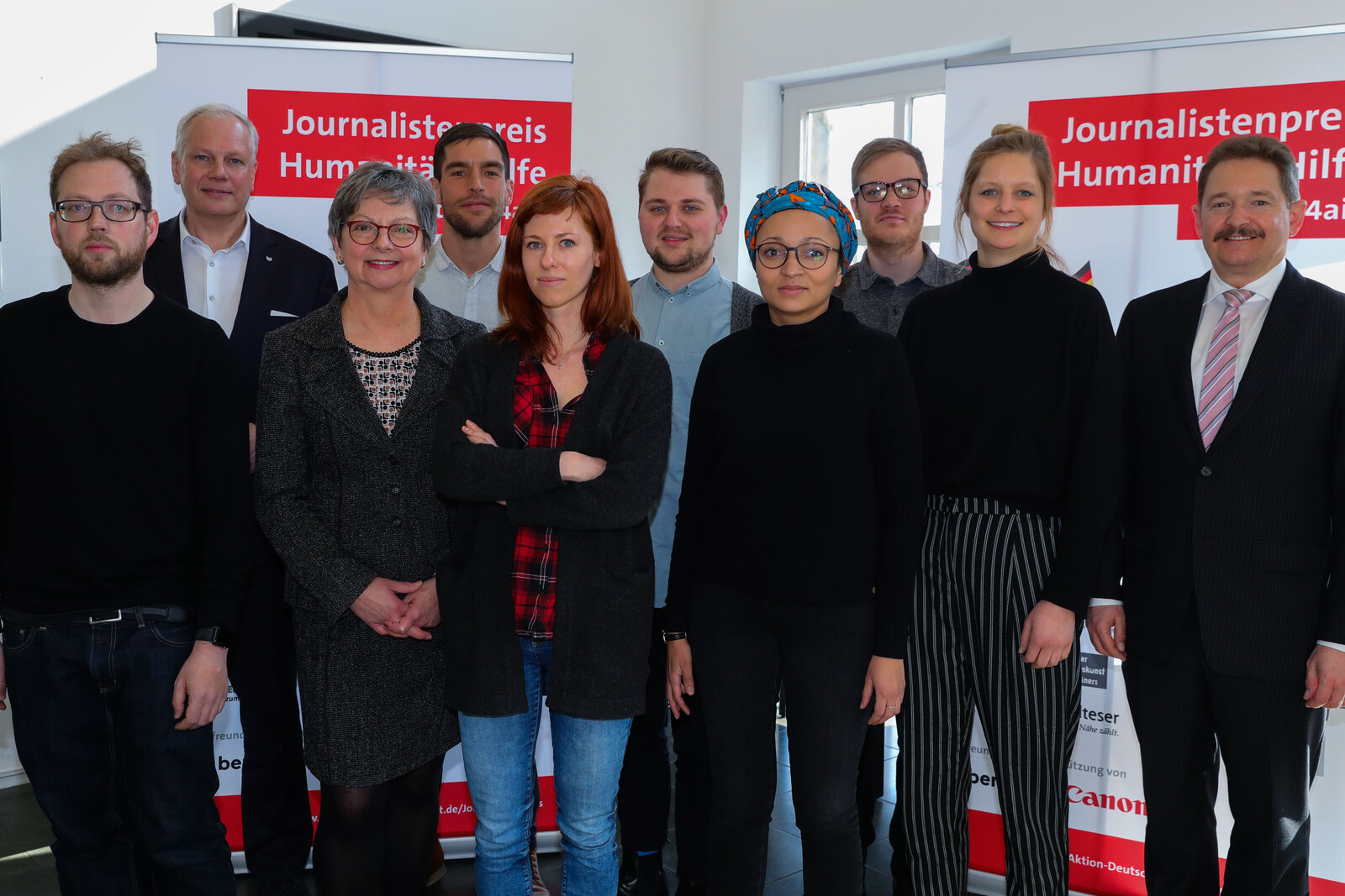 Gruppenfoto von der Auftaktveranstaltung zum "Journalistenpreis Humanitäre Hilfe" 2018.