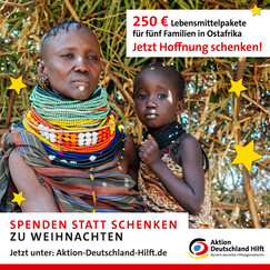 Mit 250 Euro bekommen fünf Familien in Ostafrika dringend benötigte Lebensmittelpakete - schenken Sie Hoffnung! Mit 250 Euro bekommen fünf Familien in Ostafrika dringend benötigte Lebensmittelpakete - schenken Sie Hoffnung!