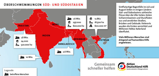 Infografik: Überschwemmungen Süd- und Südostasien