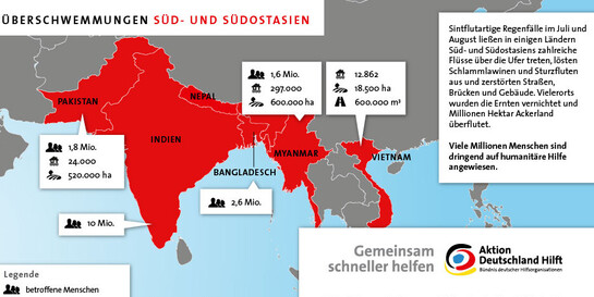 Infografik: Überschwemmungen Süd- und Südostasien