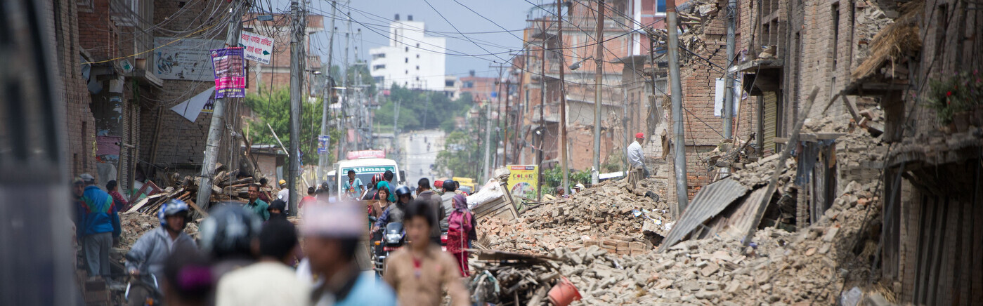 Zerstörte Häuser nach dem schweren Erdbeben in Nepal