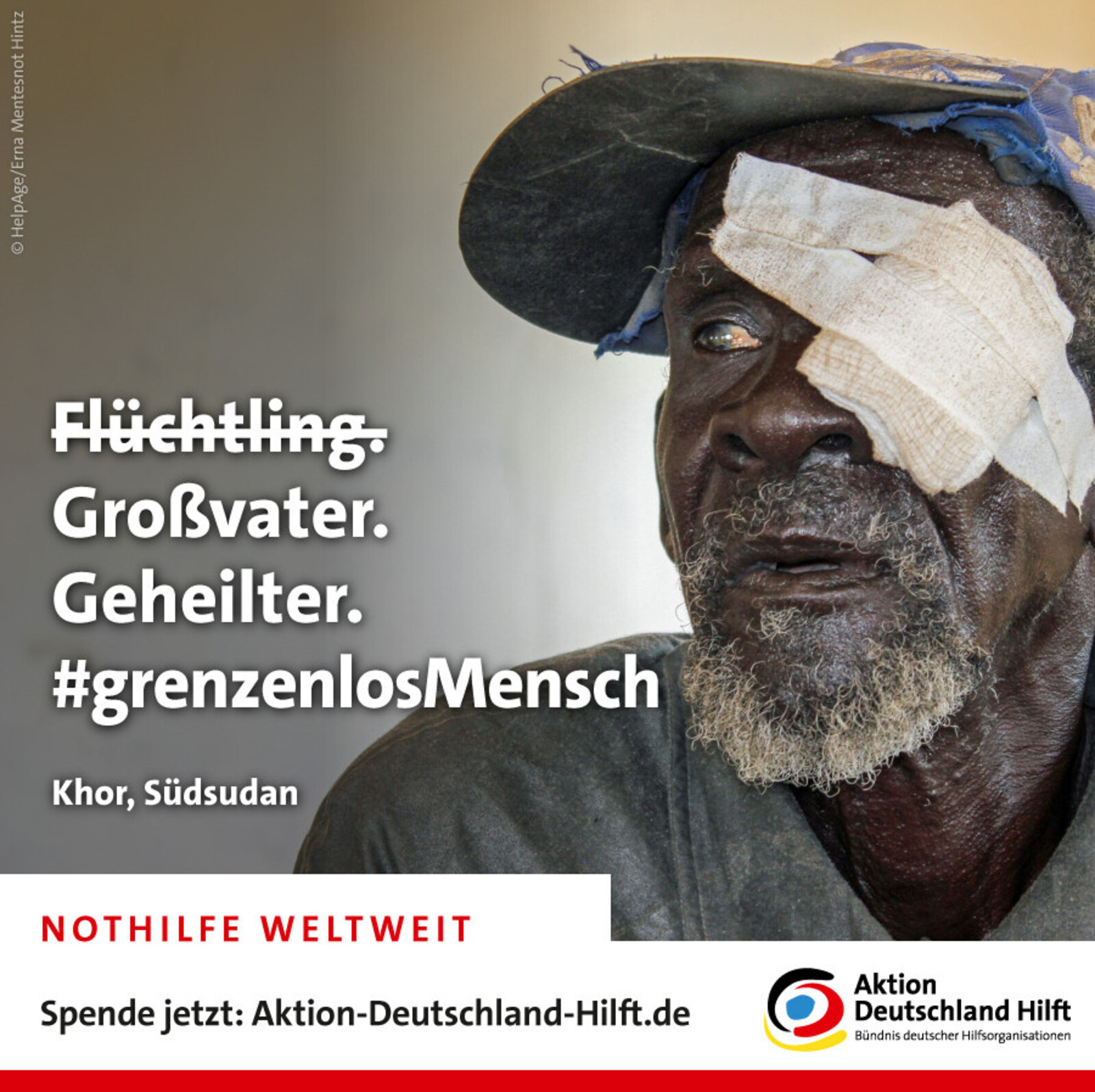 Unser Bündnismitglied HelpAge hilft älteren Menschen auf der Flucht. So wie Khor, einem Mann aus dem Südsudan