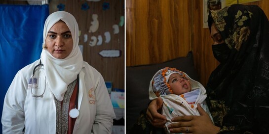 Eine Collage von Menschen in Afghanistan, darunter eine Helferin und eine Frau mit einem Baby im Arm Eine Collage von Menschen in Afghanistan, darunter eine Helferin und eine Frau mit einem Baby im Arm