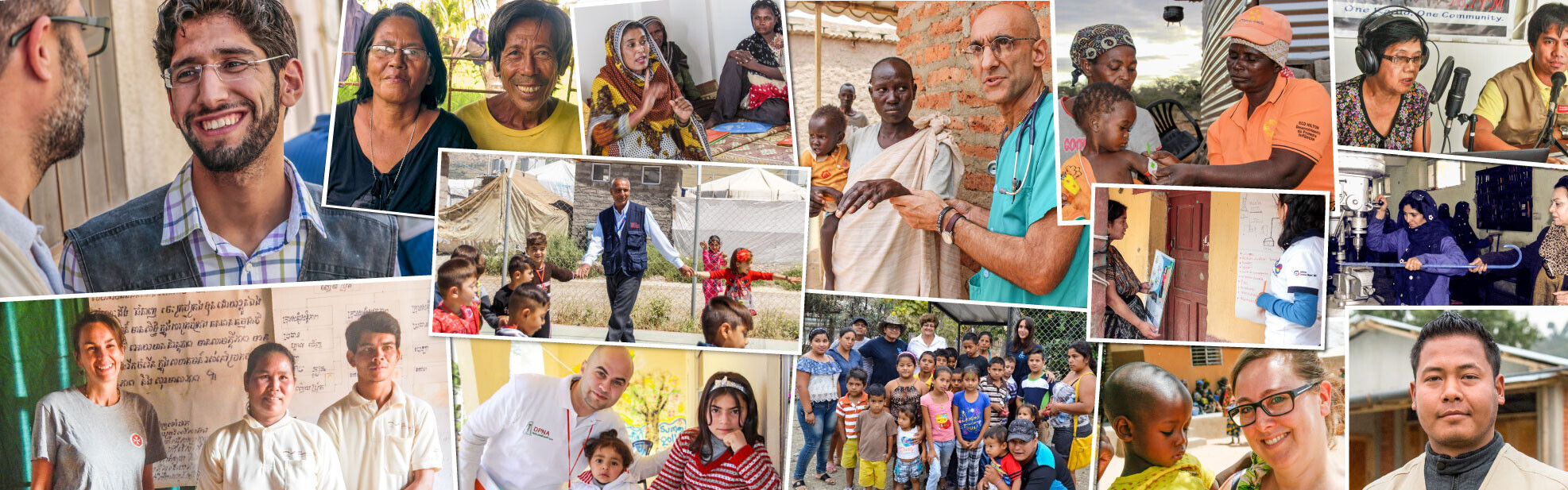 Collage von Helfern zum Welttag der Humanitären Hilfe