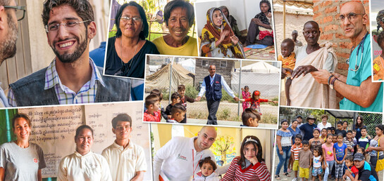 Collage von Helfern zum Welttag der Humanitären Hilfe