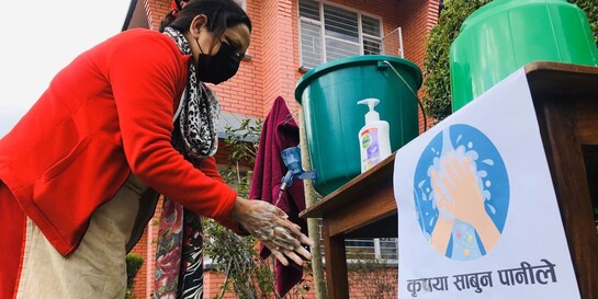 Hygienemaßnahmen,  um die Ausbreitung des Coronavirus in Nepal entgegenzuwirken