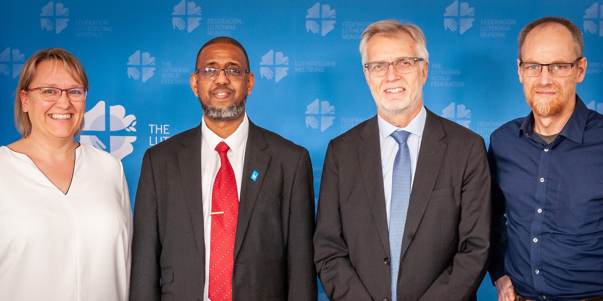Maria Immonen, Naser Haghamed, Martin Junge, Atallah Fitzgibbon beim Globalen Flüchtlingsforum in Genf Maria Immonen, Naser Haghamed, Martin Junge, Atallah Fitzgibbon Maria Immonen, Naser Haghamed, Martin Junge, Atallah Fitzgibbon beim Globalen Flüchtlingsforum in Genf