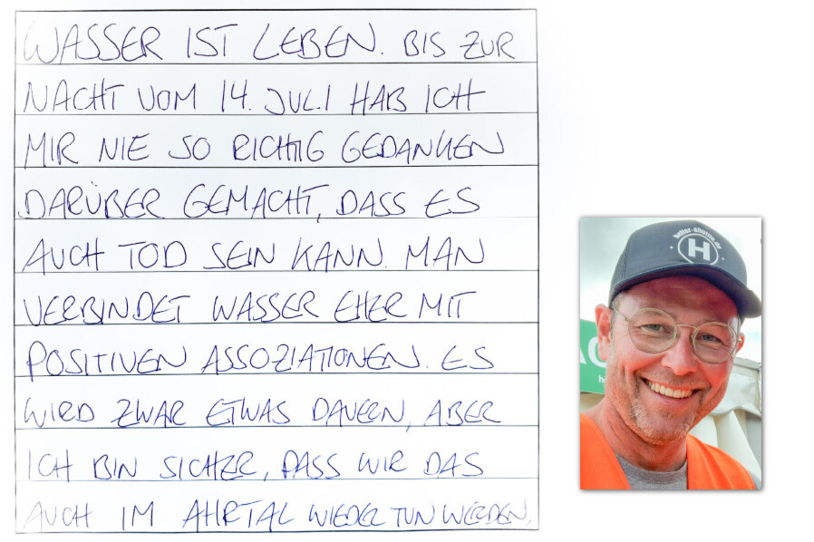 Marc Ulrich vom Helfer-Shuttle Ahrtal hat beim Kunstwerk mitgewirkt Marc Ulrich vom Helfer-Shuttle Ahrtal hat beim Kunstwerk mitgewirkt