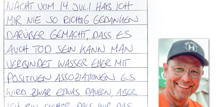Marc Ulrich vom Helfer-Shuttle Ahrtal hat beim Kunstwerk mitgewirkt Marc Ulrich vom Helfer-Shuttle Ahrtal hat beim Kunstwerk mitgewirkt