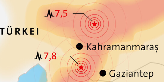 Grafik: Erdbebengebiet Grenze Türkei Syrien