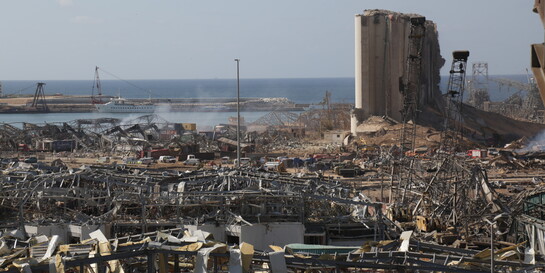 Der Hafen von Beirut nach den gewaltigen Explosionen