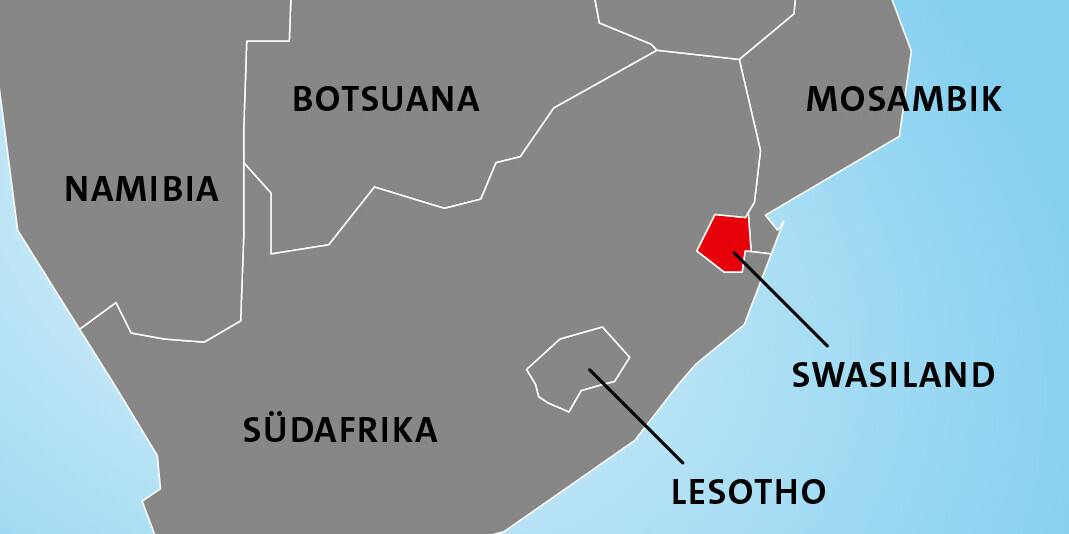 Lage von Swasiland (Eswatini) in Afrika Lage von Swasiland (Eswatini) in Afrika