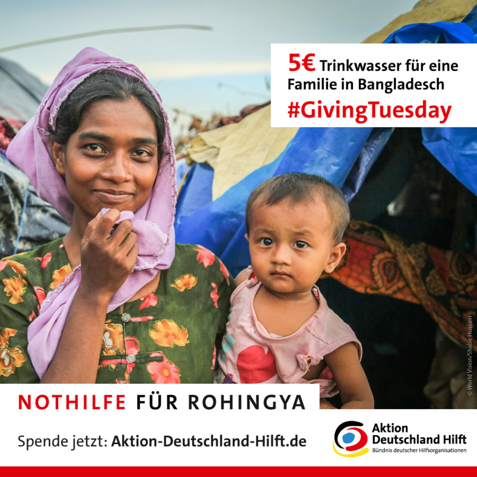 Nothilfe für die Rohingya in Myanmar und Bangladesch: 5 Euro schenken einer Rohingya-Familie Trinkwasser