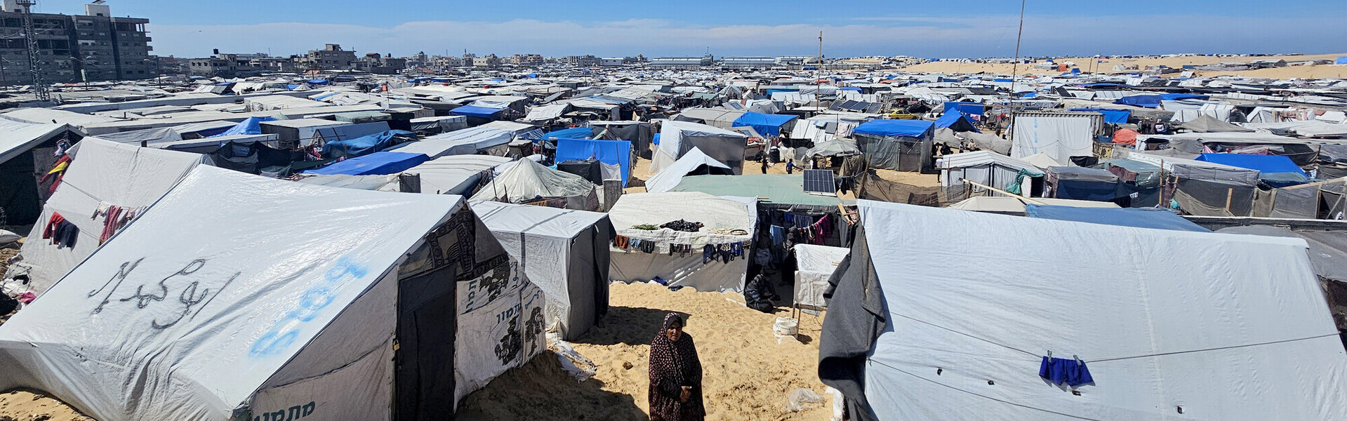 Vertriebene Menschen in Flüchtlingscamp in Gaza