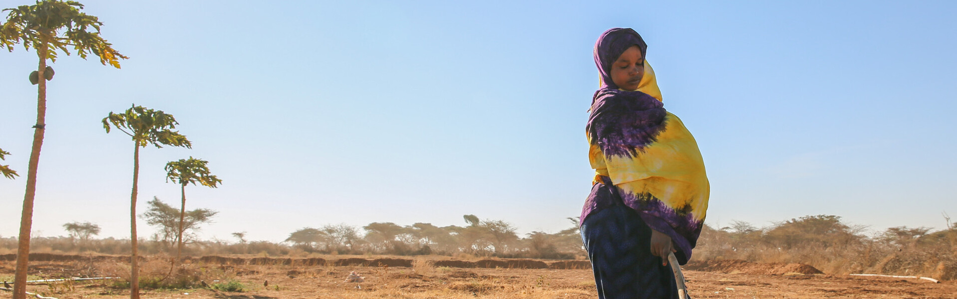 Eine Frau bewässert ihren Acker in Somalia