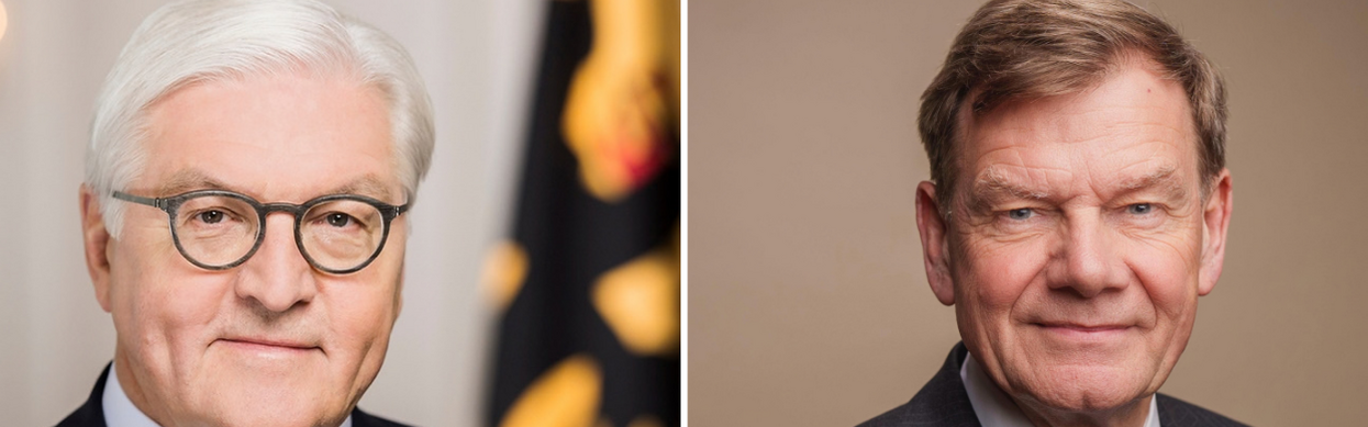 Bundespräsident Frank-Walter Steinmeier (links) übernimmt die Schirmherrschaft von Aktion Deutschland Hilft, Bundesaußenminister Dr. Johann Wadephul (rechts) wird Vorsitzender des Kuratoriums