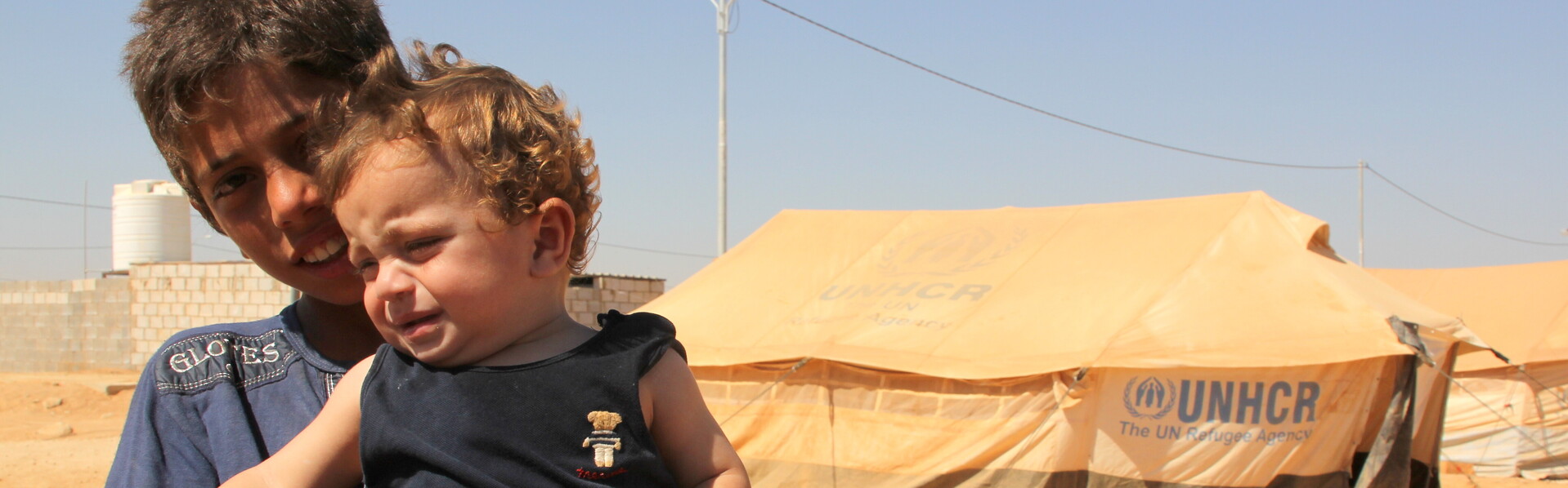 Zwei Kinder im Flüchtlingslager Zaatari in Jordanien