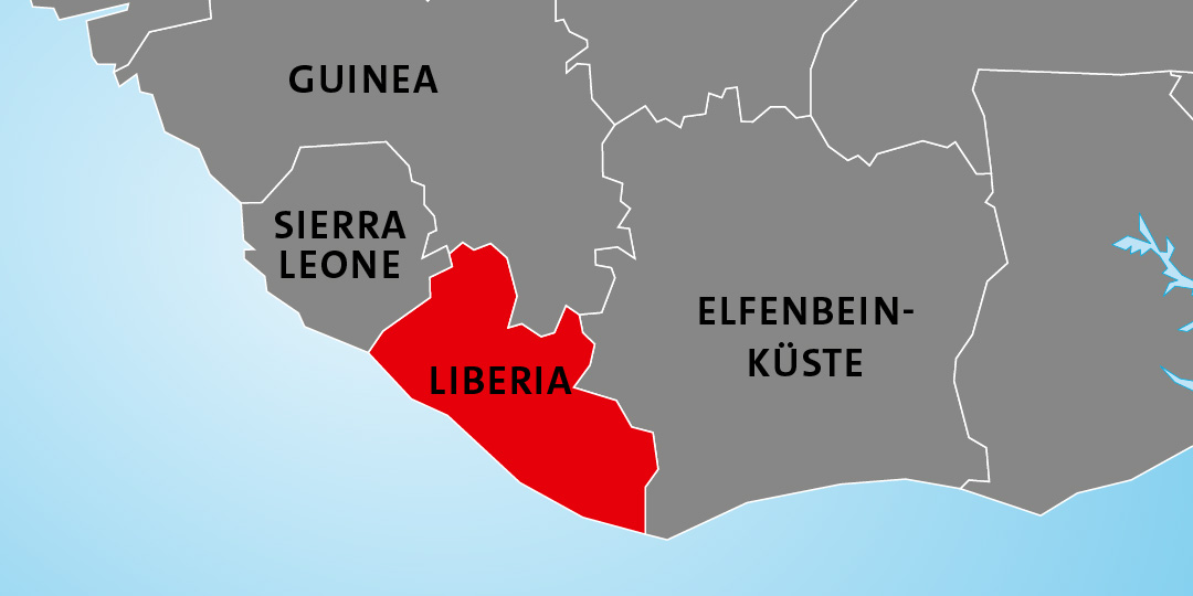 Lage von Liberia in Afrika Lage von Liberia in Afrika