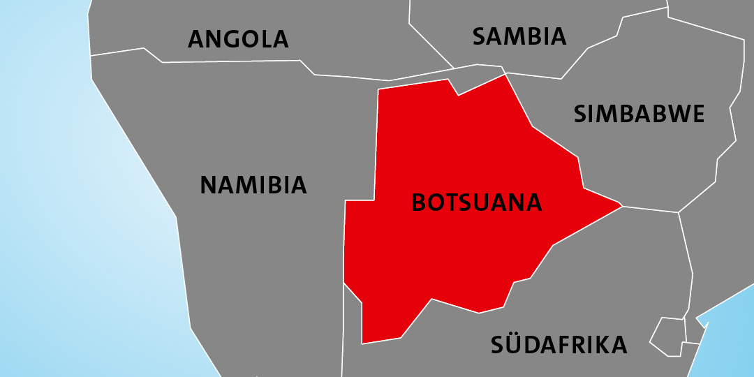 Lage von Botswana in Afrika Lage von Botswana in Afrika