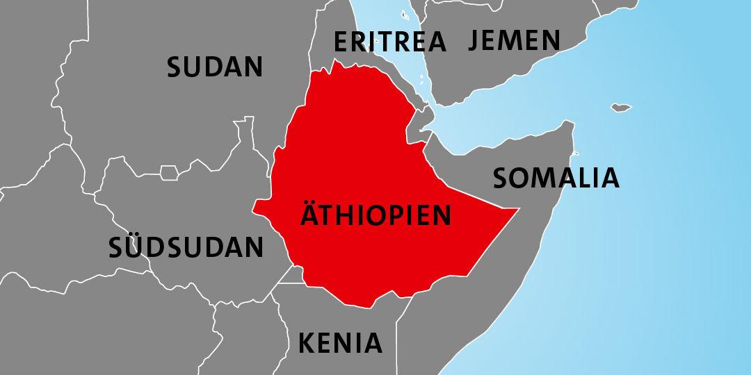 Lage von Äthiopien in Afrika Lage von Äthiopien in Afrika