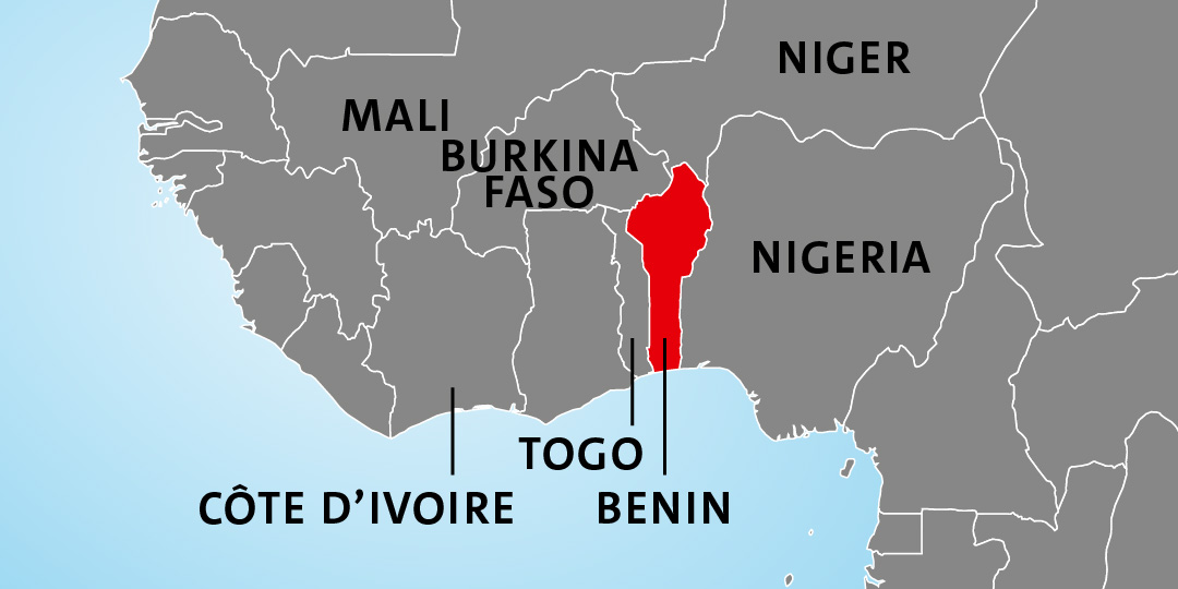 Lage von Benin in Afrika Lage von Benin in Afrika