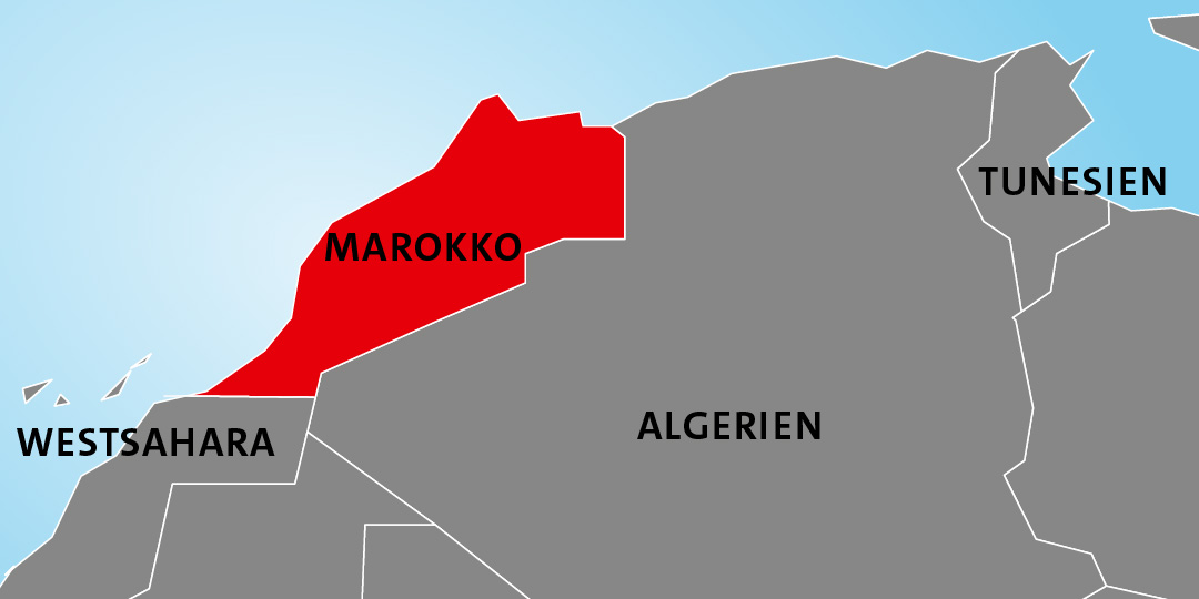 Lage von Marokko in Afrika