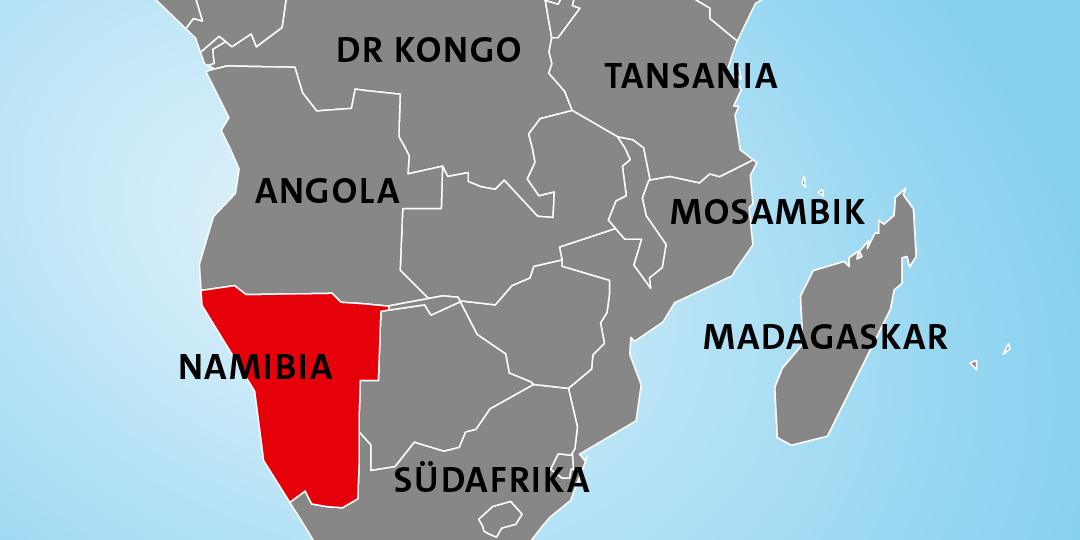 Lage von Namibia in Afrika Lage von Namibia in Afrika