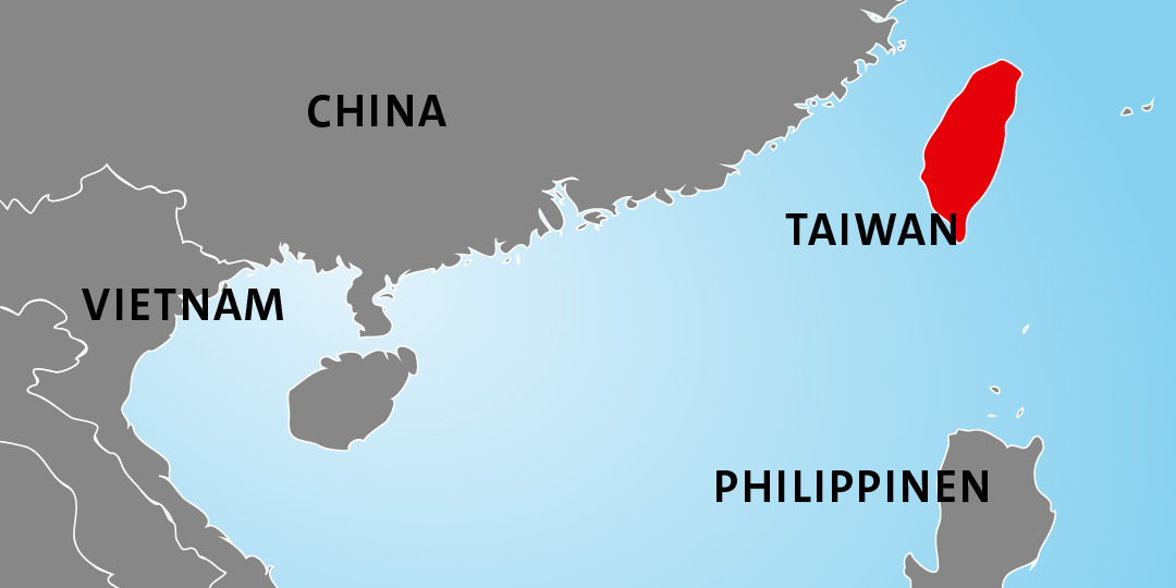 Die Lage von Taiwan (Republik China) in Asien Die Lage von Taiwan (Republik China) in Asien