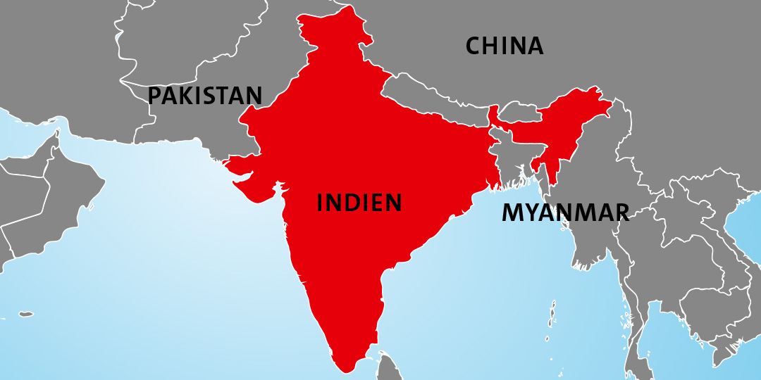 Lage von Indien in Asien Lage von Indien in Asien