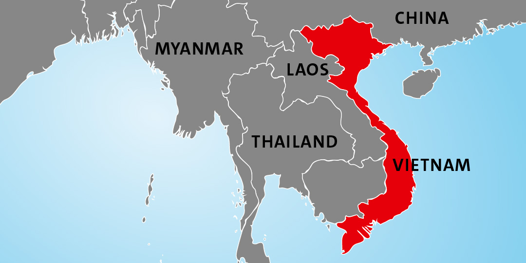 Lage von Vietnam in Asien