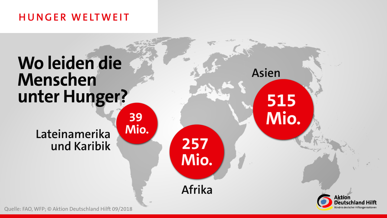 Infografik über den weltweiten Hunger. Aktion Deutschland Hilft