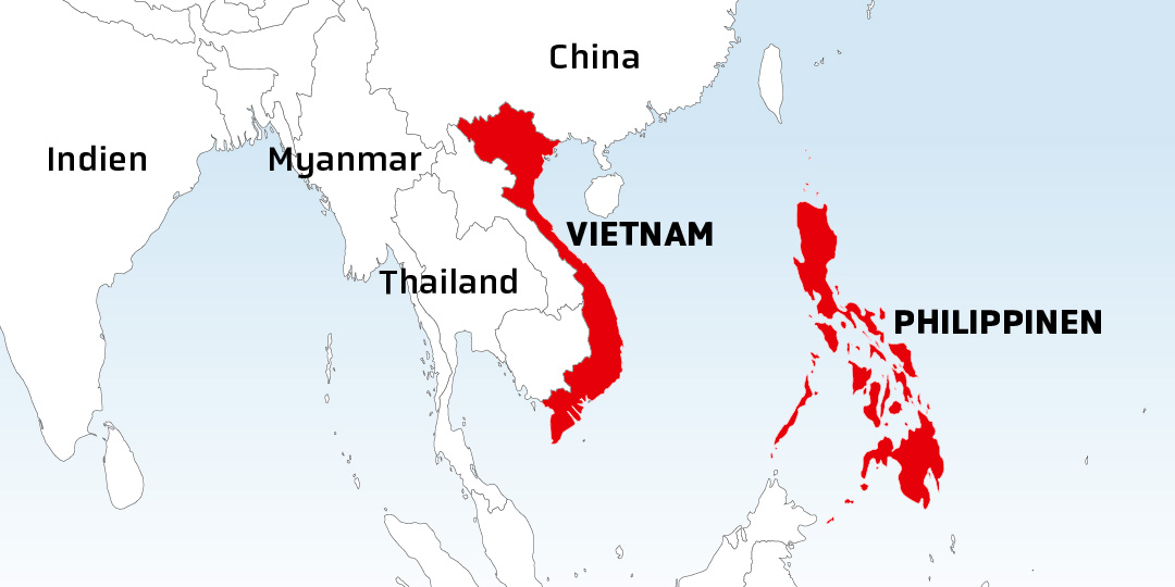 Grafik: Vietnam und die Philippinen werden regelmäßig von schweren Tropenstürmen getroffen